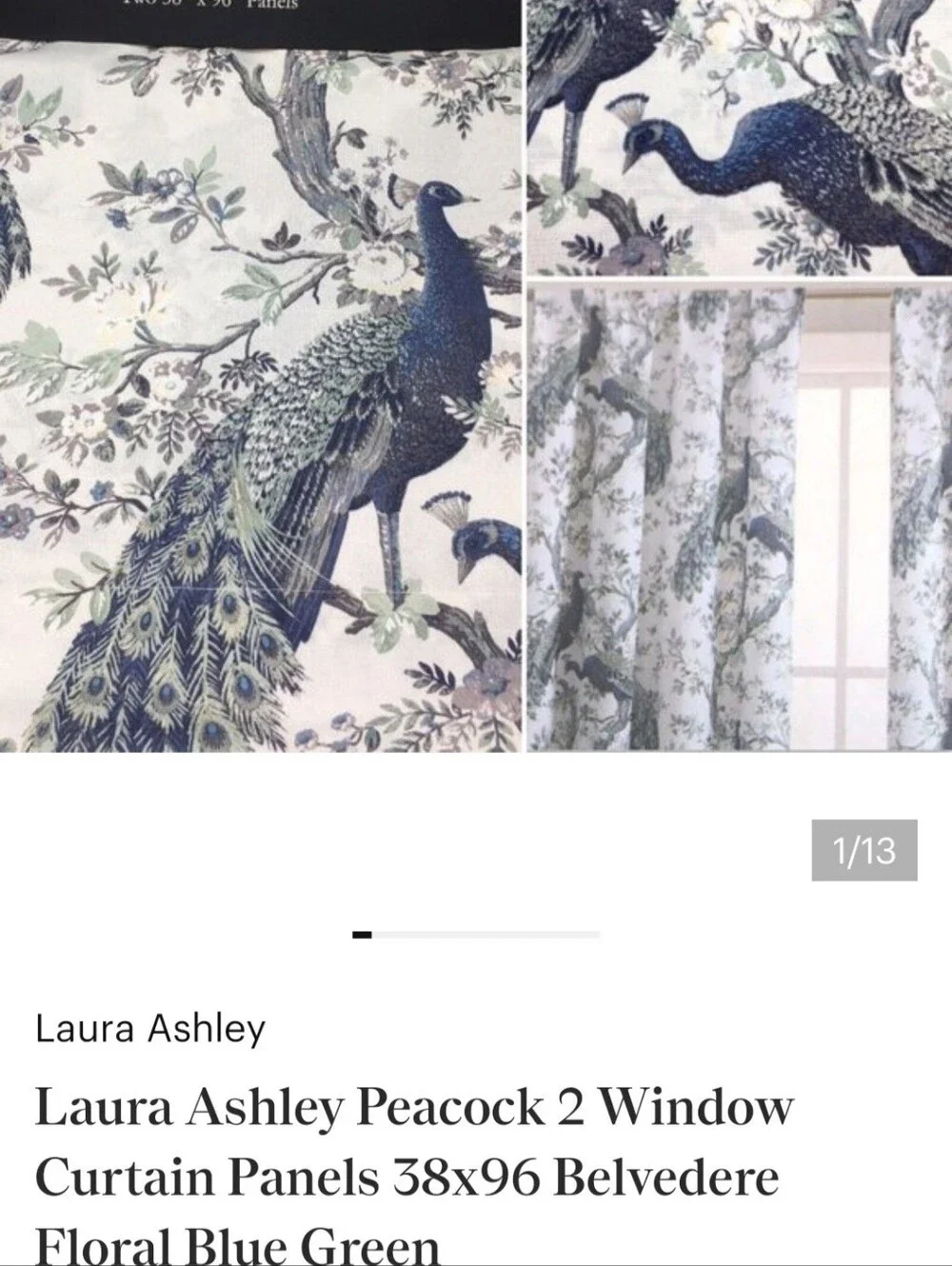 NEW Laura Ashley Belvedere Window Curtains, Two 38